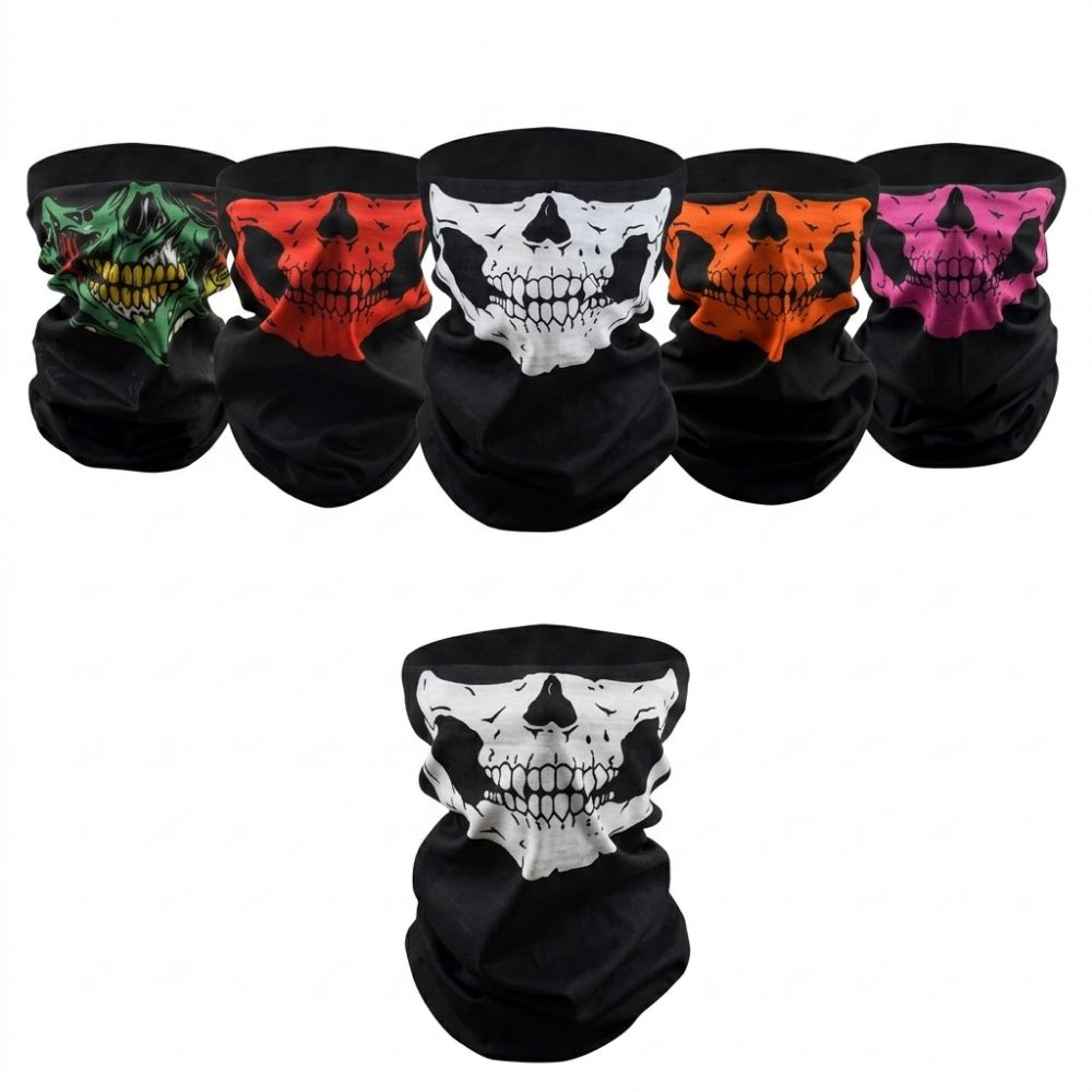Motorcycle Gear Youtube - Skull Print Balaclava Face Mask Windproof