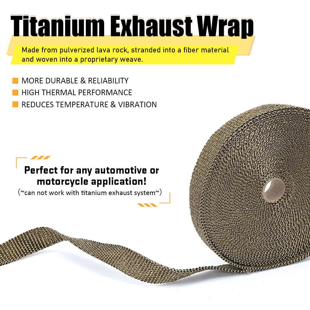 High Quality Fiberglass 1M 5M  - Exhaust Wrap Titanium review and price