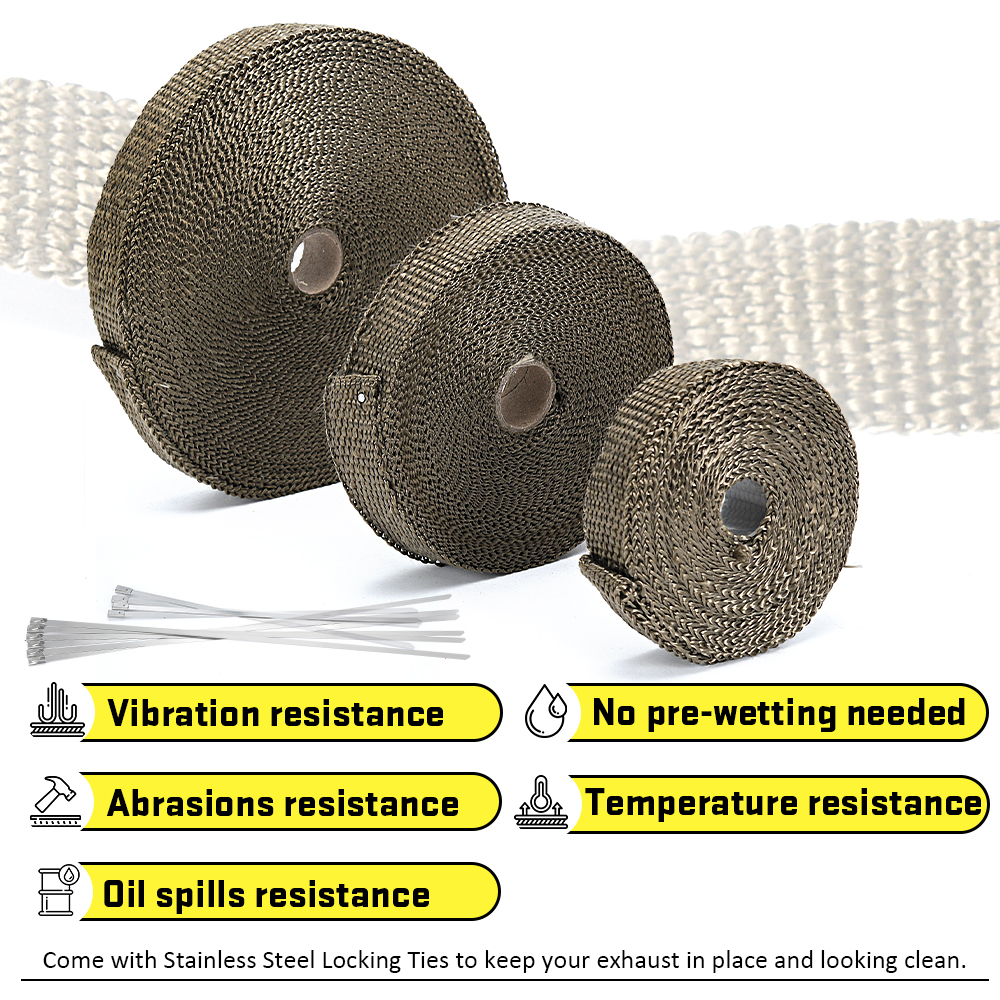 High Quality Fiberglass 1M 5M  - Exhaust Wrap Titanium review and price